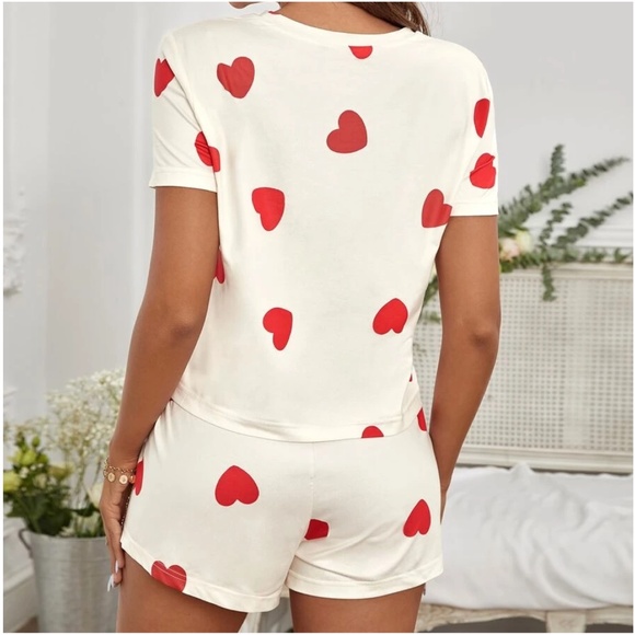 Cozy Hearts Top Shorts Sleep Set - Picture 3 of 3